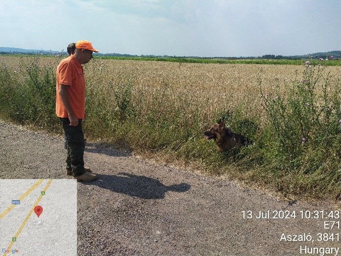 Spider Mentőcsoport: Lehoczki-Spider László Hope nevű kutyájával, Losonczi József Zsivány nevű kutyájával